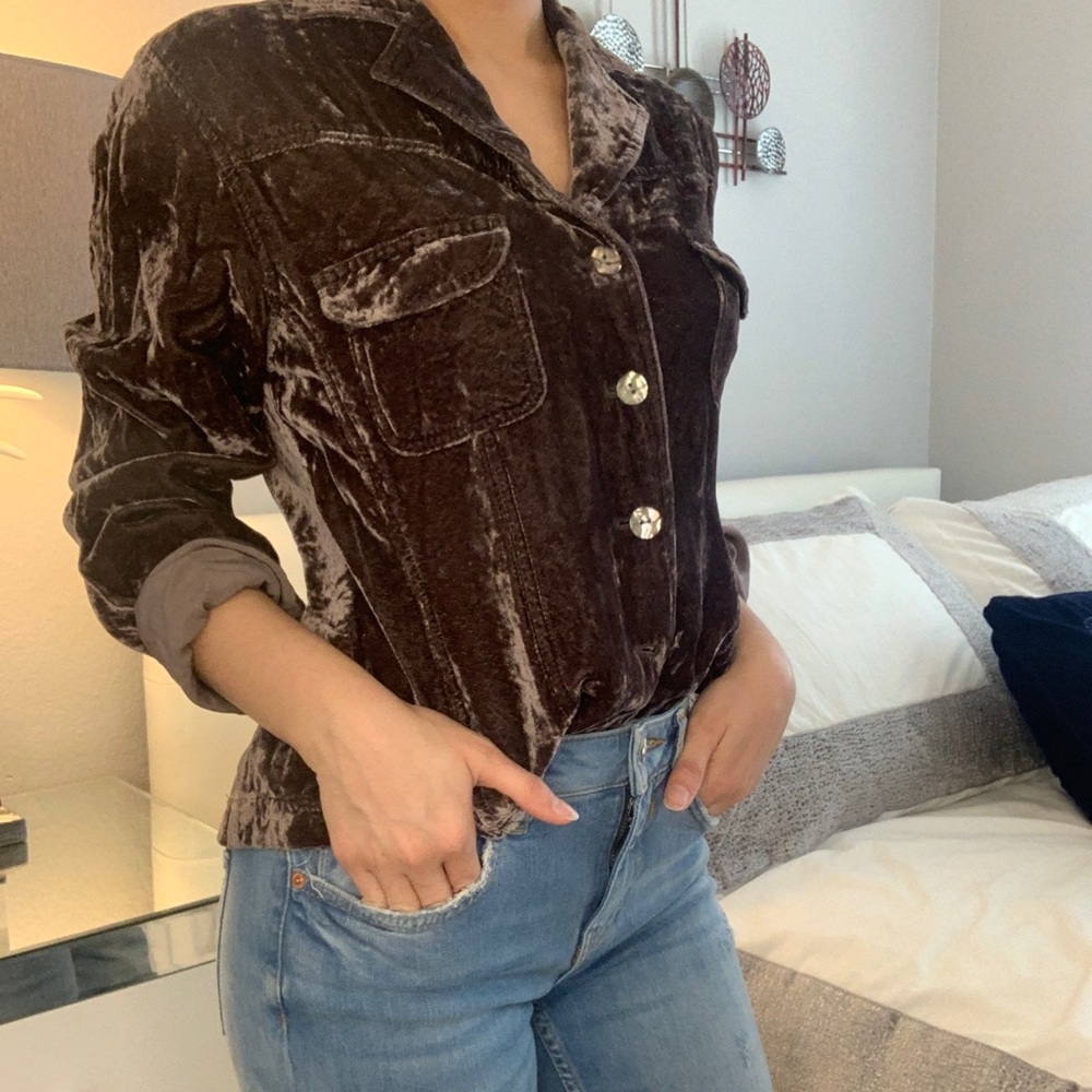 Velvet button down blouse- size small